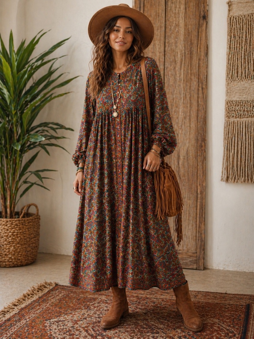 Kathmandu Imports Boho Paisley Maxi Dress One Size Flowing Festival